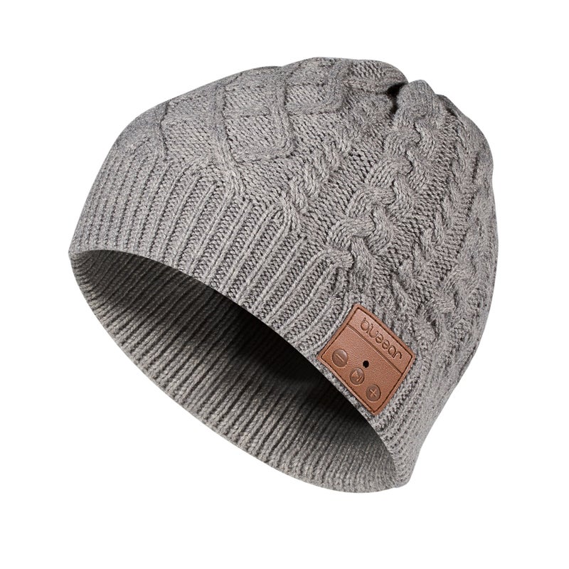 blueear Bluetooth Beanie Hat Bluetooh 5.2 Headphone Wireless Winter Knit Hats with Stereo Speaker and MIC 15 Hours Working Time for Outdoor Sports Grey - Image 1